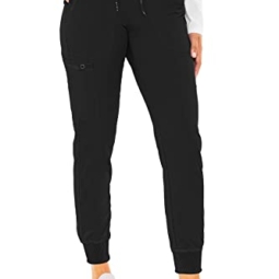 Med Couture Women's Touch CollectionYoga Jogger Jenny Scrub Pant, Black, Medium Petite