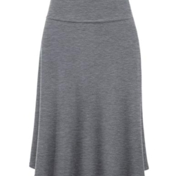 Lock and Love LL WB1105 Womens Lightweight Fold Over Flared Midi Skirt L Heather_Dark_Grey