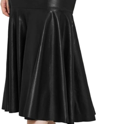 WDIRARA Falda de tubo elegante de piel sintética con dobladillo con volantes y cintura alta para mujer