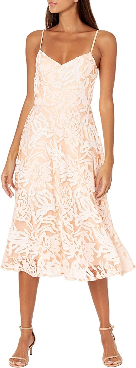 Dress the Population Womens Layla Sweetheart Fit and Flare Midi Dress, Off White, XX-Small US