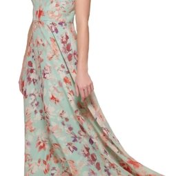 Eliza J Vestido de mujer con estampado de gasa sin mangas, asimétrico, con un hombro