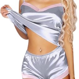 Women's Nightgowns Pajamas Two Piece Silk Suspender Shorts Sexy and Interesting Home Clothes Lingerie