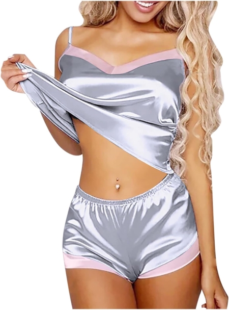 Women's Nightgowns Pajamas Two Piece Silk Suspender Shorts Sexy and Interesting Home Clothes Lingerie