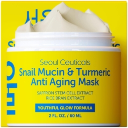SeoulCeuticals Korean Face Mask Skin Care - Snail Mucin Turmeric Mask for Face – Cruelty Free K Beauty Anti Aging Face Mask